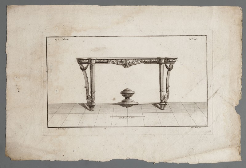 Ornamentprent. Ontwerp voor een tafel.