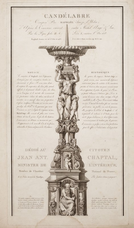 Ornamentprent. Candélabre, composé de Raphaël Sanzio d'Urbin (1).