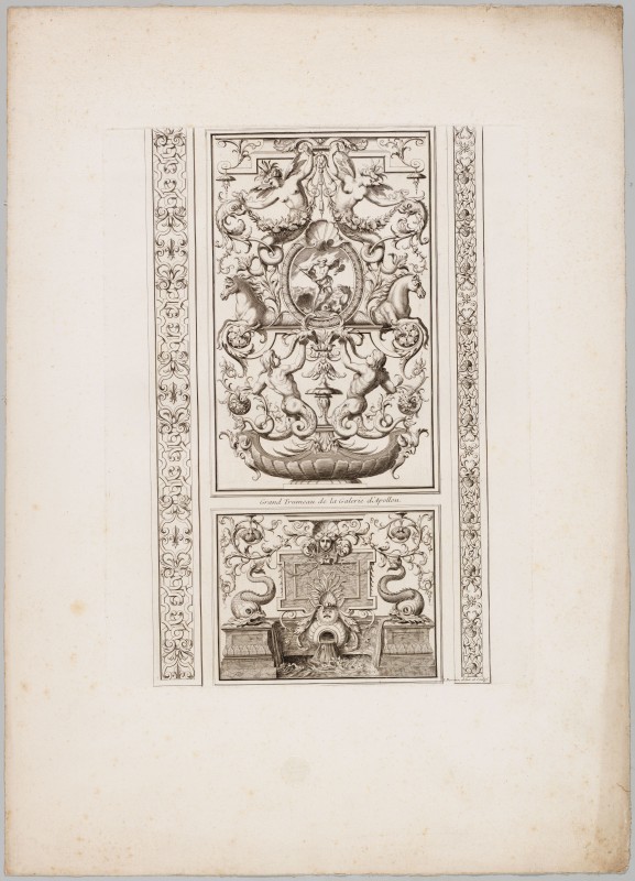 Ornamentprent. Ornemens de peinture et de sculpture, qui sont dans la Galerie d’Apollon, au Chasteau du Louvre, et dans le grand Appartement du Roy, au palais des Tuilleries. GrandTrumeaux de la Galerie d’Apollon.