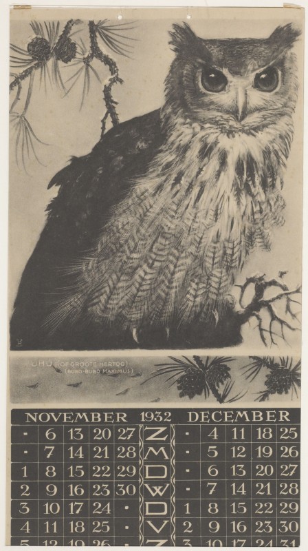 Kalenderblad voor november en december 1932