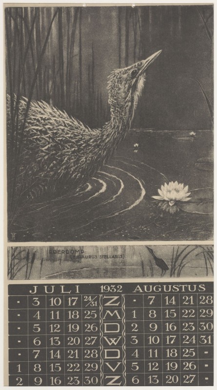 Kalenderblad voor juli en augustus 1932