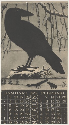 Kalenderblad voor januari en februari 1932