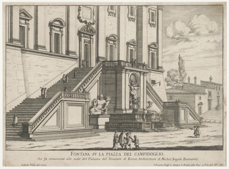 Fontein voor het Palazzo Senatorio op het Capitool te Rome