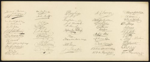 Handtekeningen afgevaardigden bij de stemming over de Grondwet 1814
