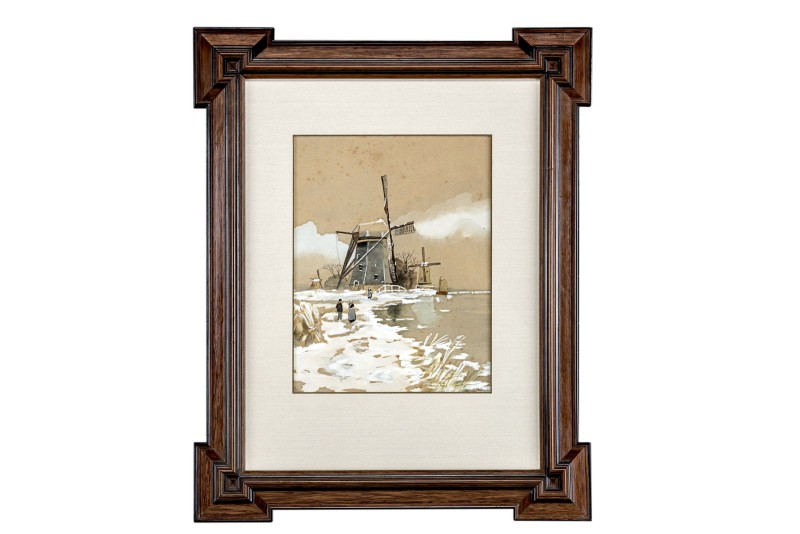 Winterlandschap met molen