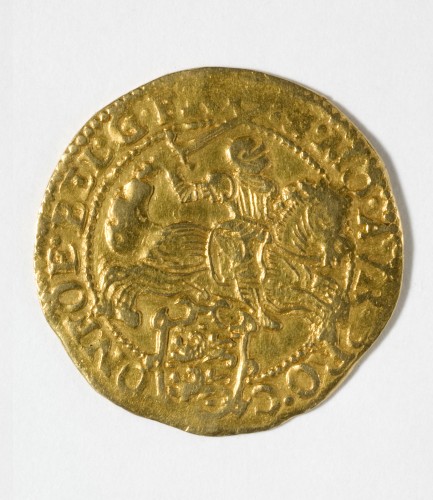 Halve gouden rijder 1626 Friesland, aan een zijde afbeelding van ridder te paard