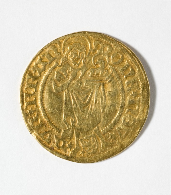 Goudgulden van Franeker met afbeelding van St. Johannes met paaslam