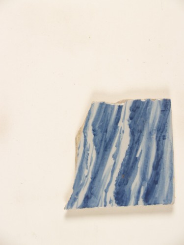 Tegeltableau, incompleet, met een blauwwit scheepsdecor