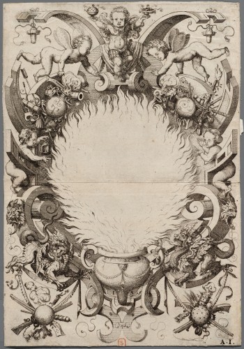 Ornamentprent. Perspectiva Corporum Regularium.