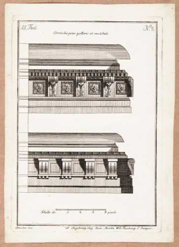 Ornamentprent. Corniche pour gallerie et vestibule