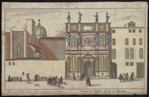 Gezicht op de hospitaalkerk in Venetië