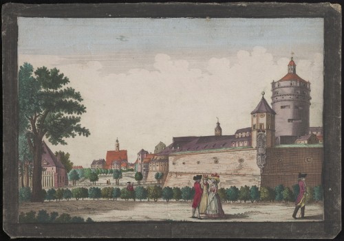 Gezicht op de Thomaspoort te Leipzig