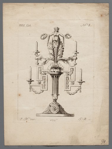 Ornamentprent. Nouveaux Desseins de Differens Ornemens de Meubles.