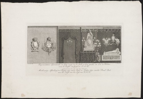 Interieur met praalbed van Prinses Anna van Hannover