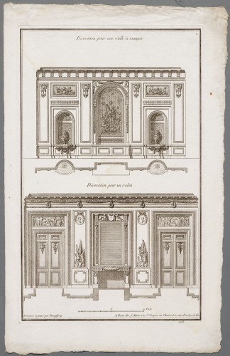 Ornamentprent. Modéles pour la Decoration de Lambris á l’usage des Apartements. Pour une Salle a manger et un Salon.