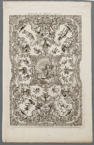 Ornamentprent. Premier des Magnifiques Carosses de Mr. le Duc d’ Ossuna. Imperiale du Premier Carosse.