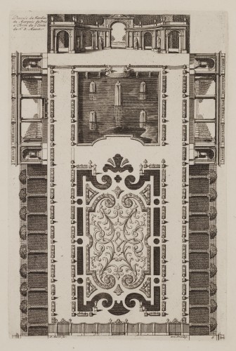 Ornamentprent. Nouveau Livre de Parterres. Pensée du Jardin du Marquis du Prié a Turin.