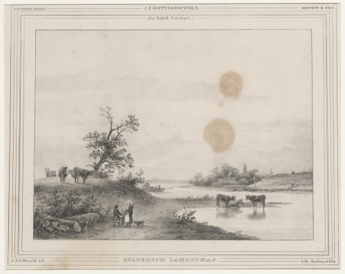 Landschap met ondergaande zon