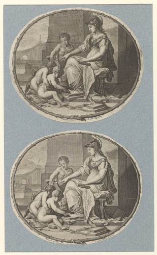 Minerva geeft les aan putti