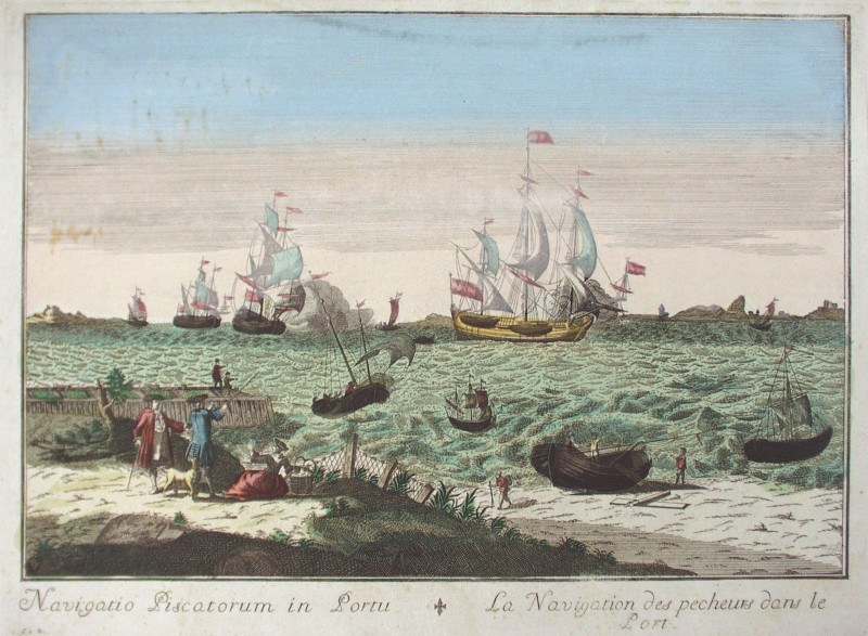 Prent "La navigation des pêcheurs dans le port"