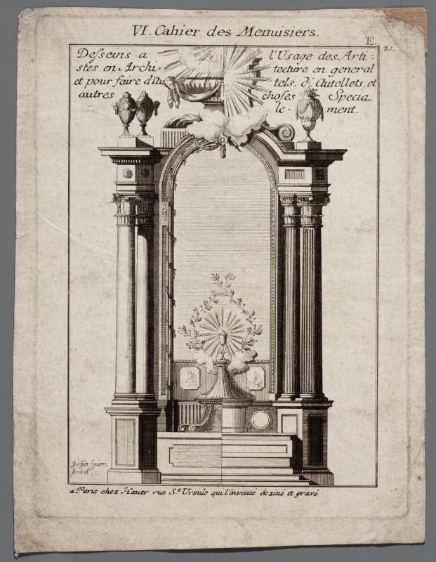 Ornamentprent. VI. Cahier des Menuisiers. Titelblad.