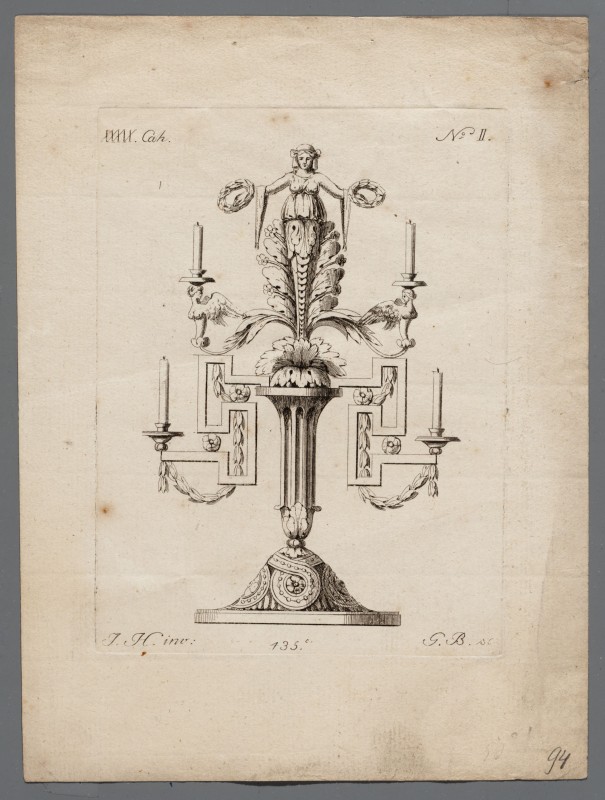 Ornamentprent. Nouveaux Desseins de Differens Ornemens de Meubles.