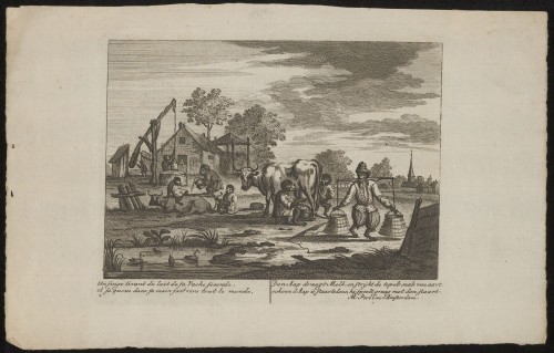 Satirische prent met apen op een boerderij (Nº 2)