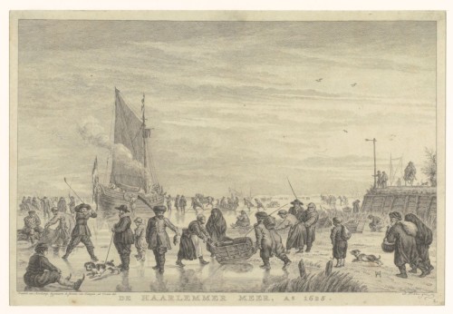 Kopergravure. Wintergezicht op het Haarlemmermeer naar Hendrik Avercamp