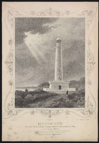 Lithografie: Monument ter nagedachtenis aan J.C.J. van Speijk.