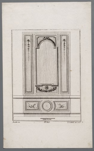 Ornamentprent. Wandindeling met gedecoreerde panelen (Duitse kopie).