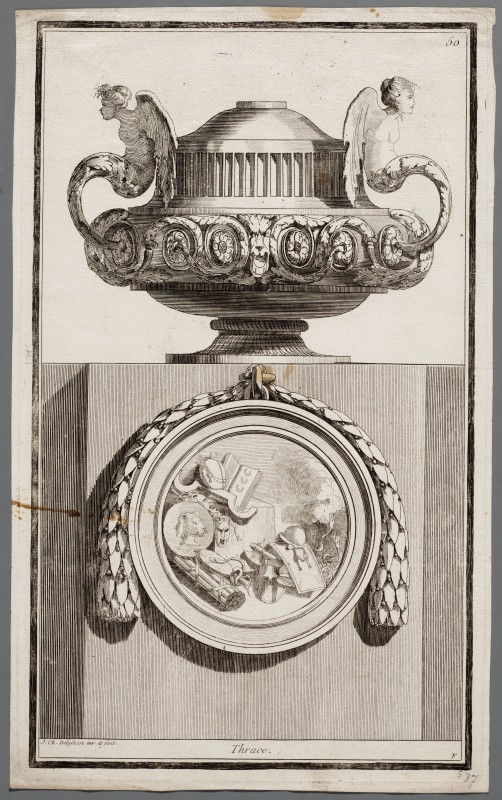 Ornamentprent. Nouvelle Iconologie Historique. Vases en hauteur, Thrace.