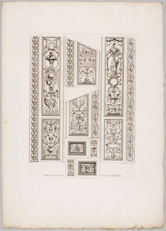 Ornamentprent. Ornemens de peinture et de sculpture, qui sont dans la Galerie d’Apollon, au Chasteau du Louvre, et dans le grand Appartement du Roy, au palais des Tuilleries. Petits Trumeaux de la Galerie d’Apollon.