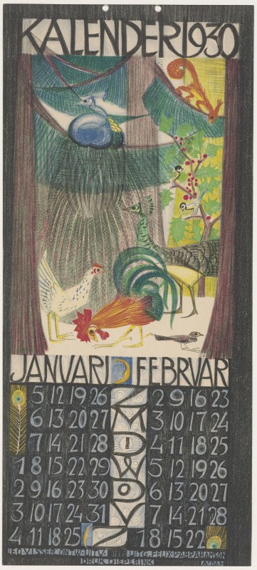 Kalenderblad voor januari en februari 1930