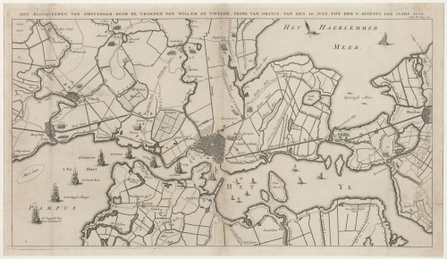 Kaart van de blokkade van Amsterdam in 1650