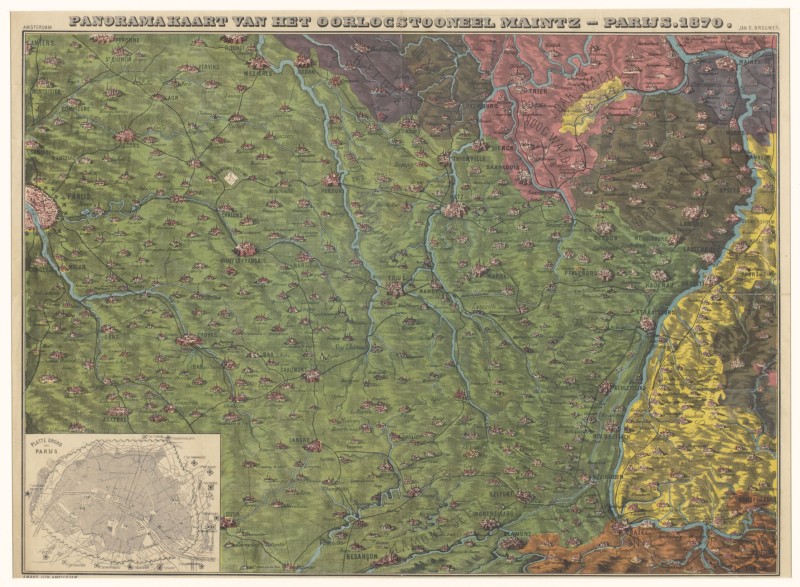 Panoramakaart van het Oorlogstooneel Maintz – Parijs, 1870